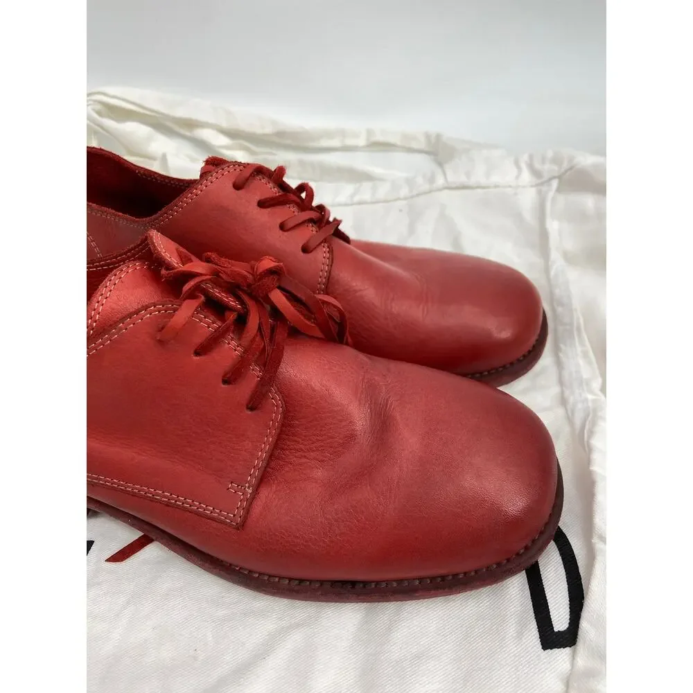 Guidi 792Z Red Leather Lace Up Round Toe Derby Shoes‎ Size 35